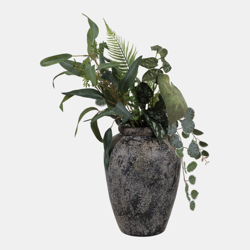 23194-04#12x8" Terracotta Vase, Distressed Black