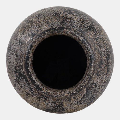 23194-04#12x8" Terracotta Vase, Distressed Black