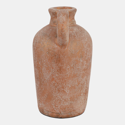 23195-02#12x7" Terracotta Textured Jug Vase, Gold