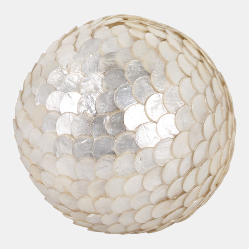 23196#6" Capiz Shell Orb, Ivory