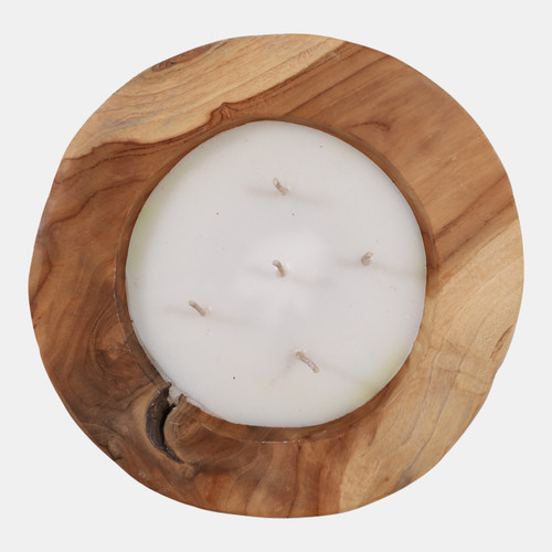 23197#12" 35 Oz Vanilla Teakwood Candle, Natural