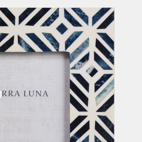 23198#4x6" Mosaic Design Resin Photo Frame, Blue/white