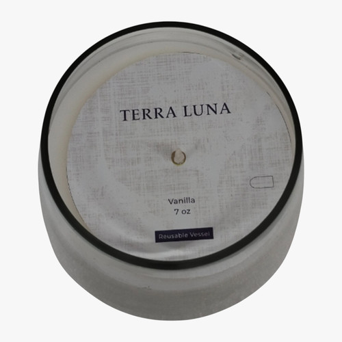 80554#4" 7 Oz Vanilla Wood & Glass Candle, Natural