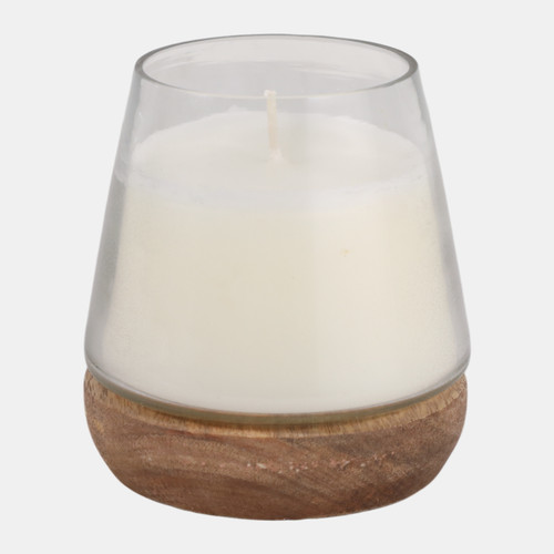 80554#4" 7 Oz Vanilla Wood & Glass Candle, Natural