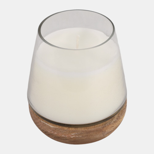 80554#4" 7 Oz Vanilla Wood & Glass Candle, Natural