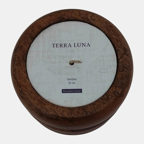 80555#5" 10 Oz Vanilla Ribbed Wood Candle, Natural