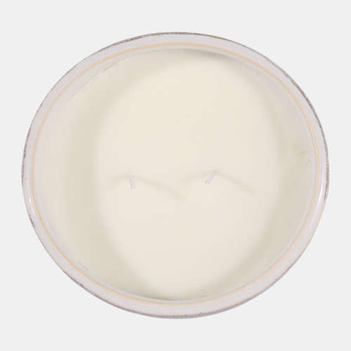 80558-01#6" 14 Oz Magnolia & Lily Textured Candle, White