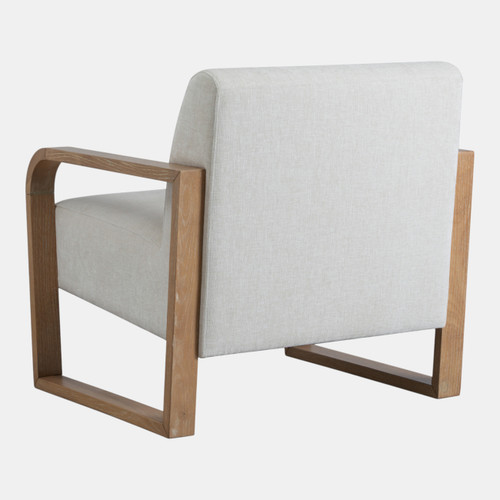 23176#34x31" Open Arm Accent Chair, Ivory/brown