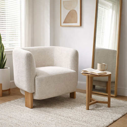 23183#32x30" Modesto Accent Chair, Ivory/brown