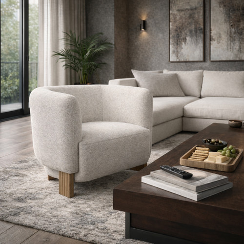 23183#32x30" Modesto Accent Chair, Ivory/brown