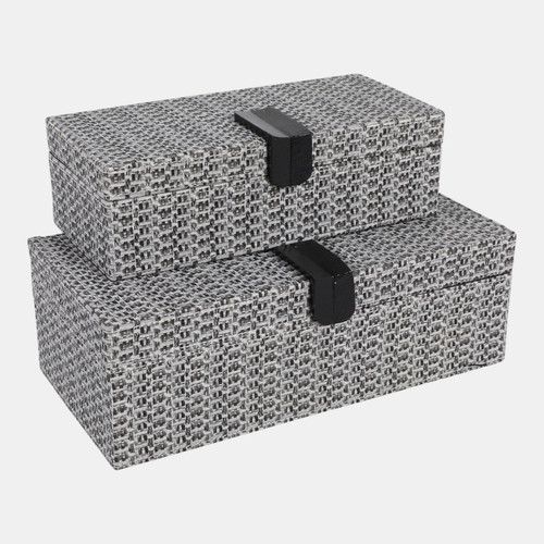 23204#S/2 10/12" Snakeskin Boxes W/ Hardware, Black