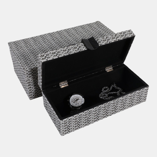23204#S/2 10/12" Snakeskin Boxes W/ Hardware, Black