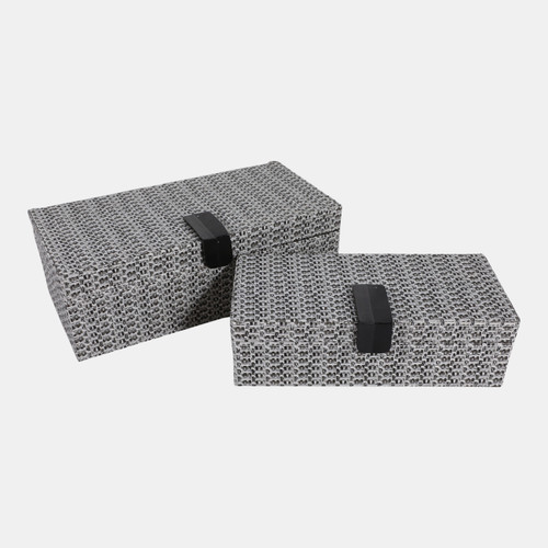 23204#S/2 10/12" Snakeskin Boxes W/ Hardware, Black