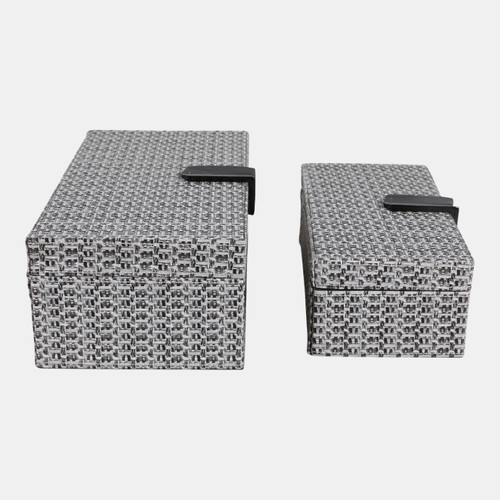 23204#S/2 10/12" Snakeskin Boxes W/ Hardware, Black