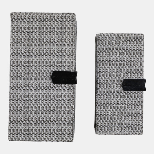 23204#S/2 10/12" Snakeskin Boxes W/ Hardware, Black