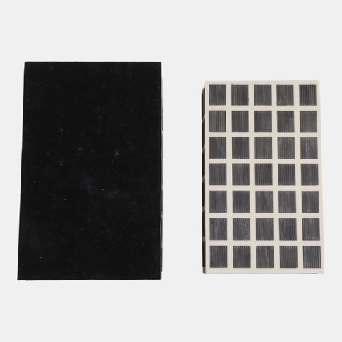 23207#S/2 10/11" Etched Squares Resin Boxes, Ivory/brown