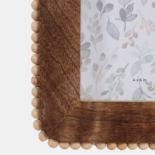 23213-01#4x6" Beaded Border Wood Photo Frame, Natural