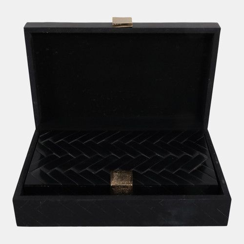 23221#S/2 10/11" Weave Design Boxes W/ Hardware, Black/g