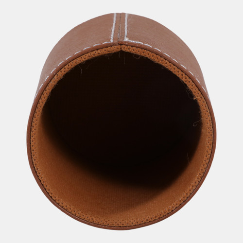 23233-02#4x3" Faux Leather Pencil Cup W/ Stitching, Camel
