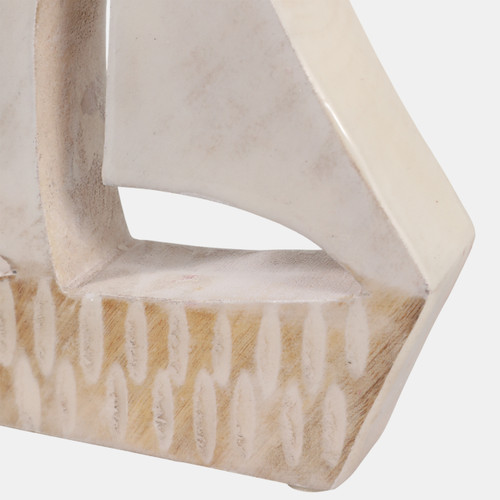 23235-01#12x8" Distressed Wood Sailboat, White/natural