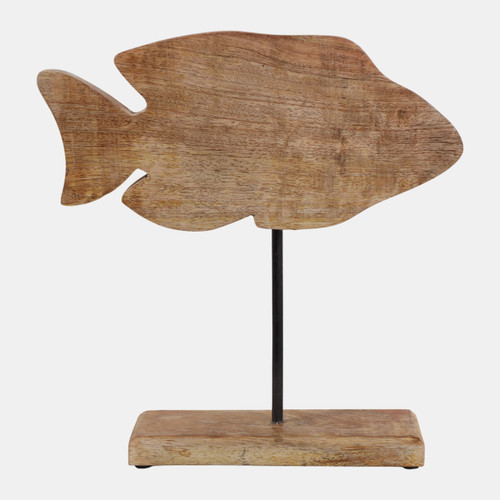 23236-01#14x14" Wood Fish On Base, Blue