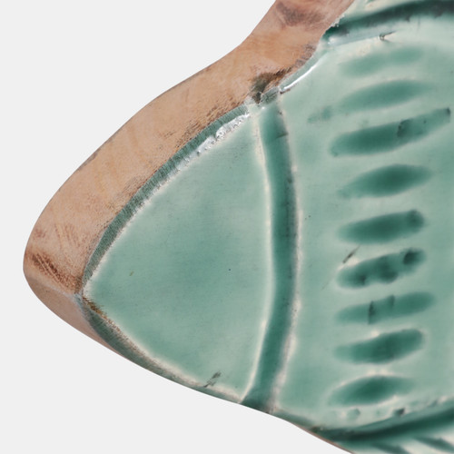 23236-01#14x14" Wood Fish On Base, Blue