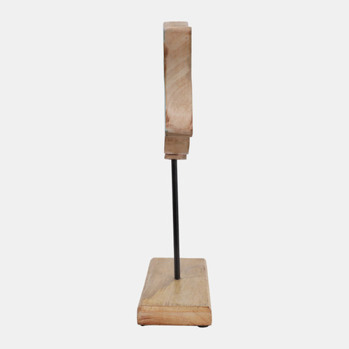 23236-02#12x12" Wood Fish On Base, Blue