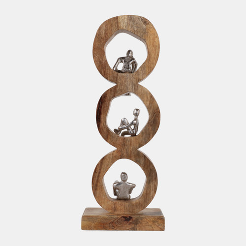23244#23x8" Figures In 3 Wood Rings, Natural/silver