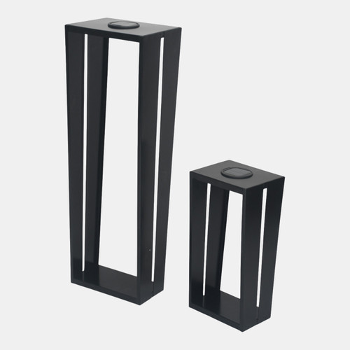 23249#S/2 15/28" Solar Outdoor Lanterns, Black