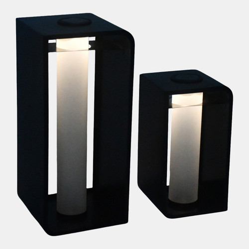 23251#S/2 13/19" Outdoor Solar Lanterns, Black