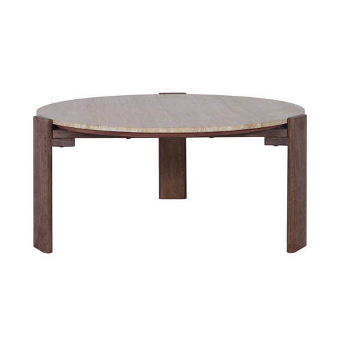 23252#36x16" Travertine Top Coffee Table, Tan/brown