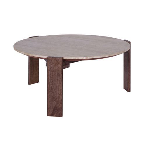 23252#36x16" Travertine Top Coffee Table, Tan/brown