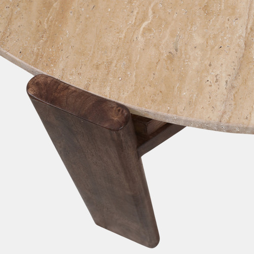 23252#36x16" Travertine Top Coffee Table, Tan/brown