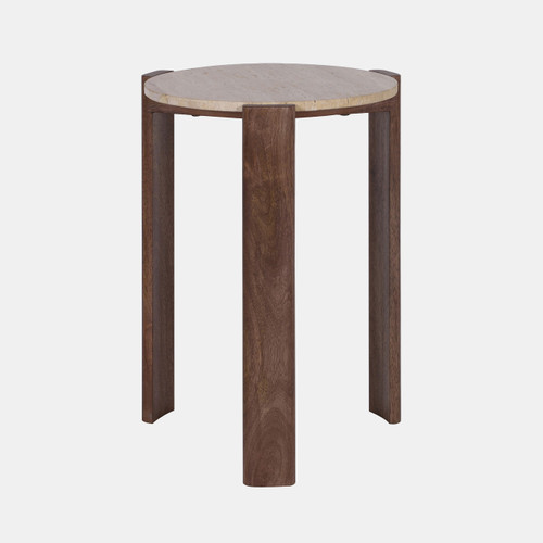23253#22x16" Travertine Top Accent Table, Tan/brown