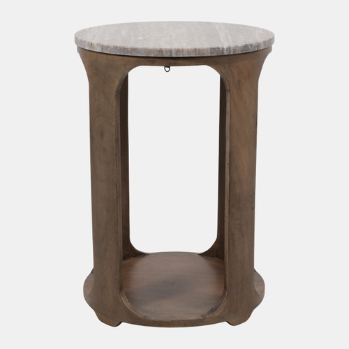 23259-01#22x15" Morchana Marble Top Accent Table, Gray/brow