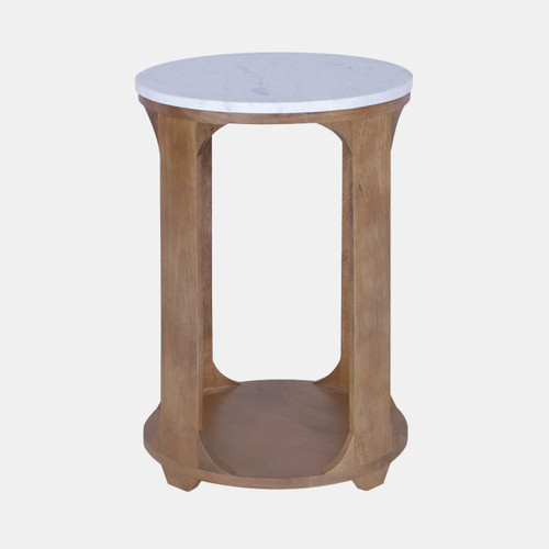 23259-02#22x15" Marble Top Accent Table, White/brown