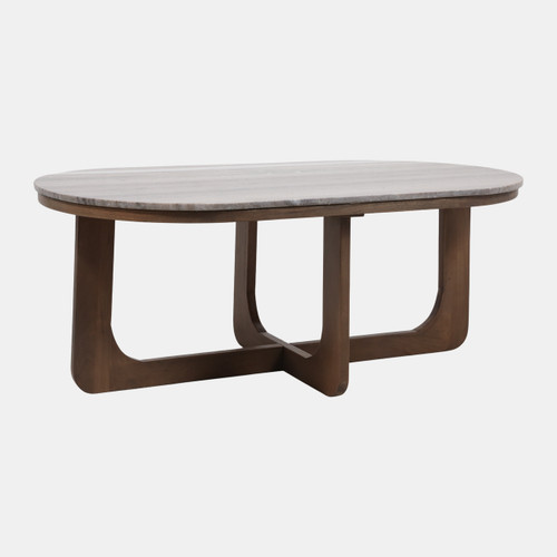23260-01#45x25" Morchana Marble Top Coffee Table, Gray/brow