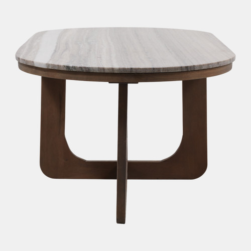 23260-01#45x25" Morchana Marble Top Coffee Table, Gray/brow