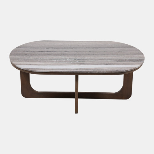 23260-01#45x25" Morchana Marble Top Coffee Table, Gray/brow