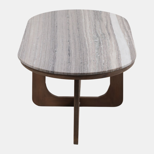 23260-01#45x25" Morchana Marble Top Coffee Table, Gray/brow
