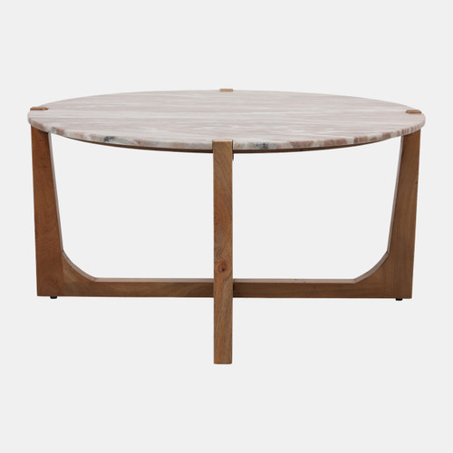 23260-03#36x18" Modern Marble Top Coffee Table, Tan/brown