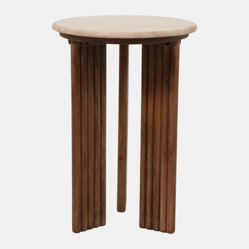 23264-01#22x15" Travertine Top Accent Table, Tan