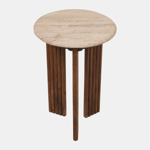 23264-01#22x15" Travertine Top Accent Table, Tan