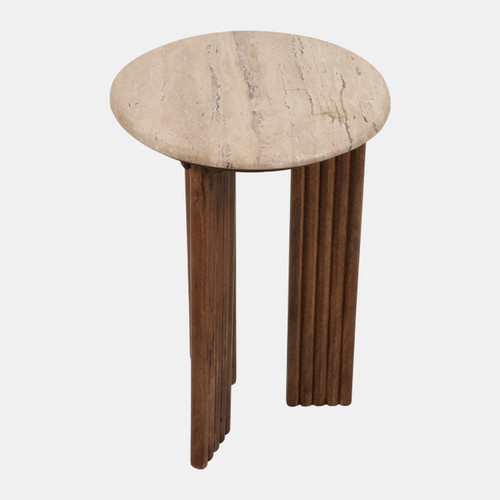 23264-01#22x15" Travertine Top Accent Table, Tan