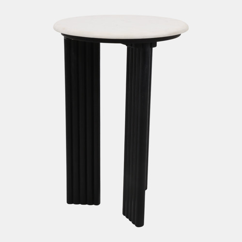 23264-02#22x15" Forest Marble Top Accent Table, White/black