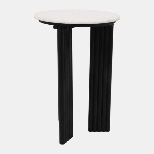 23264-02#22x15" Forest Marble Top Accent Table, White/black