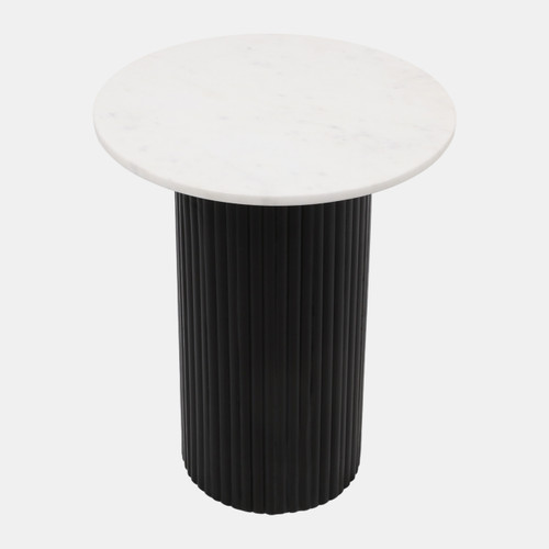 23266-01#22x18" Fluted Base Accent Table, White/black