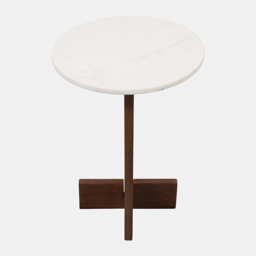 23267#22x16" Interlocked Base Accent Table, White/brown
