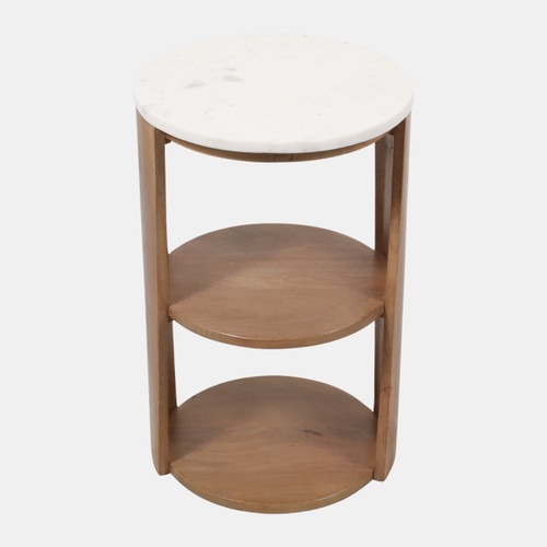 23269-02#22x14" Side Table W/ Shelf, White/brown