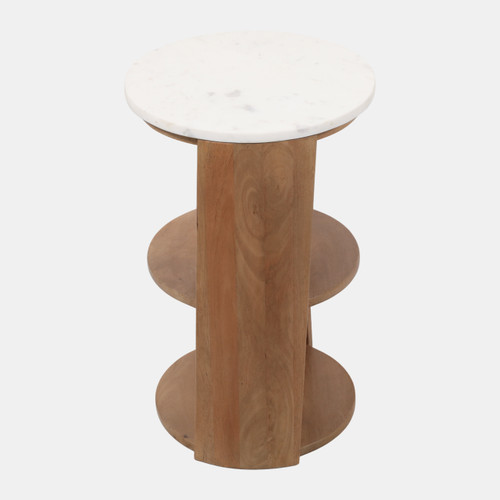 23269-02#22x14" Side Table W/ Shelf, White/brown